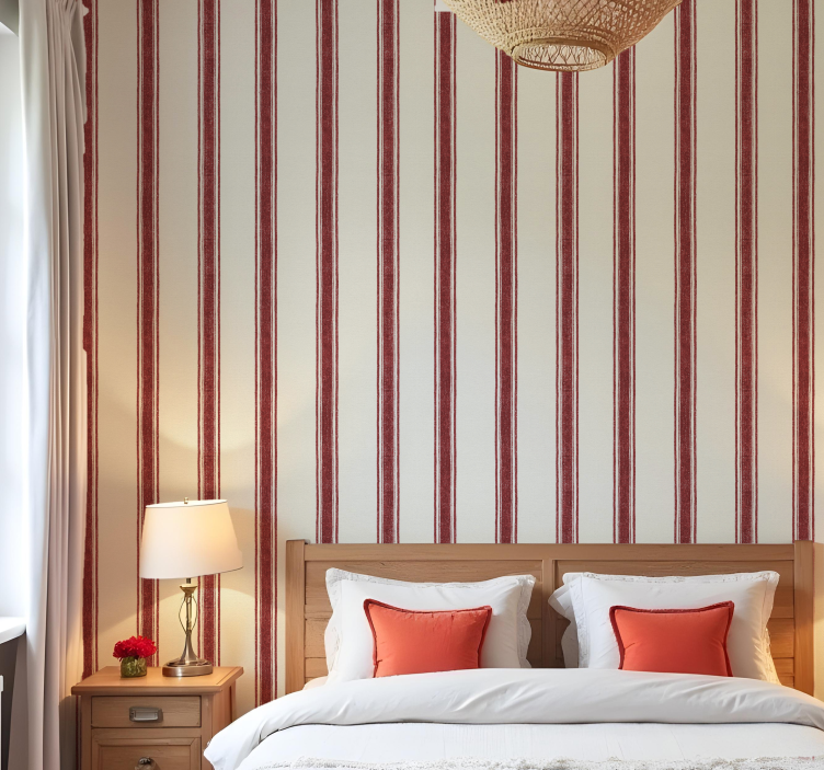 Geometrisch behang verticale lijnen rood - TenStickers