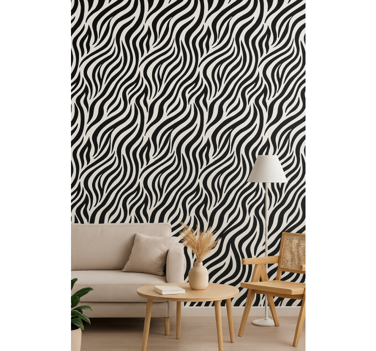 Geometrisch behang zwart-witte zebraprinten - TenStickers