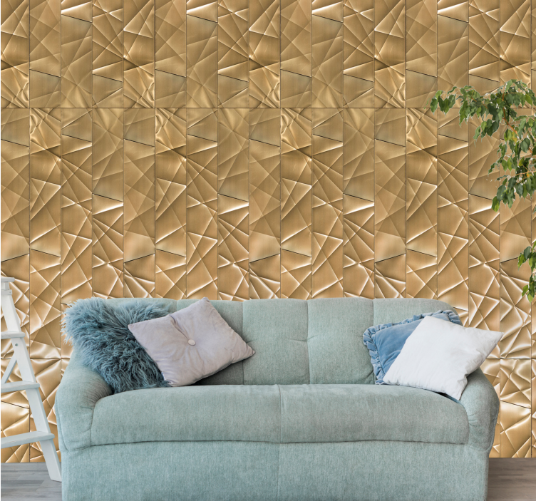 3D behag Geometrisch gouden effectpatroon metaal - TenStickers