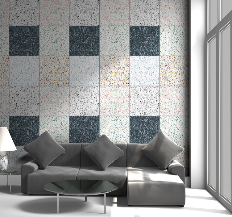 Geometrisch patroon effect woonkamer behang - TenStickers