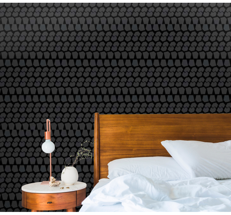 Geometrisch schaalpatroon behang hoofd slaapkamer - TenStickers