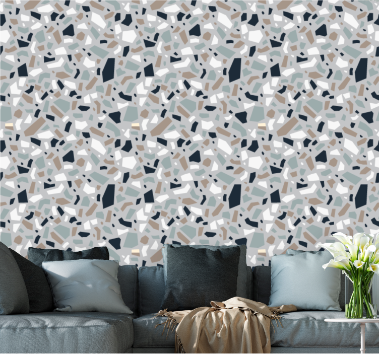Grijs elegant terrazzo behang print - TenStickers