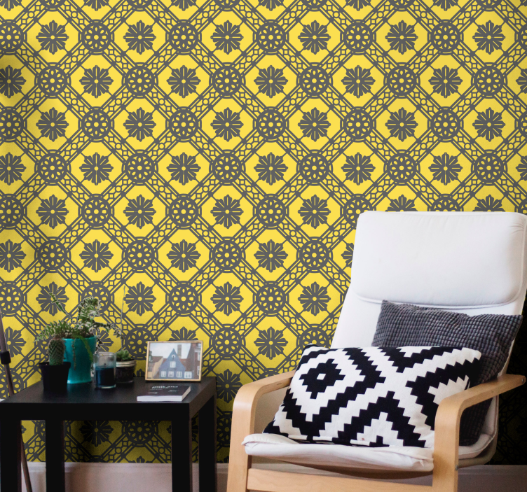 Geometrisch accent met vormen geometrisch behang - TenStickers