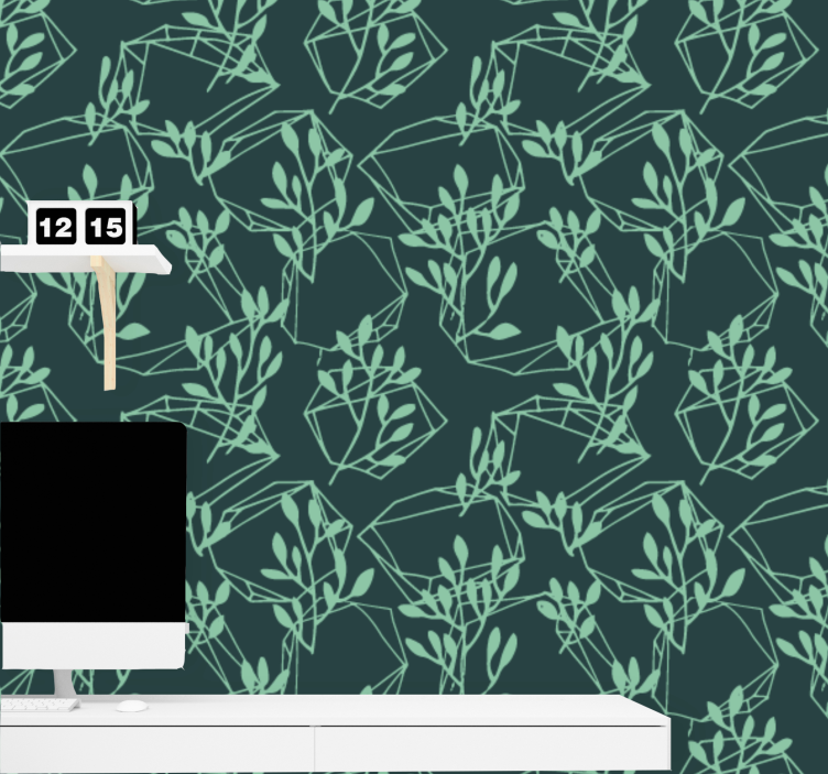 Geometrisch bladmotief geometrisch behang - TenStickers