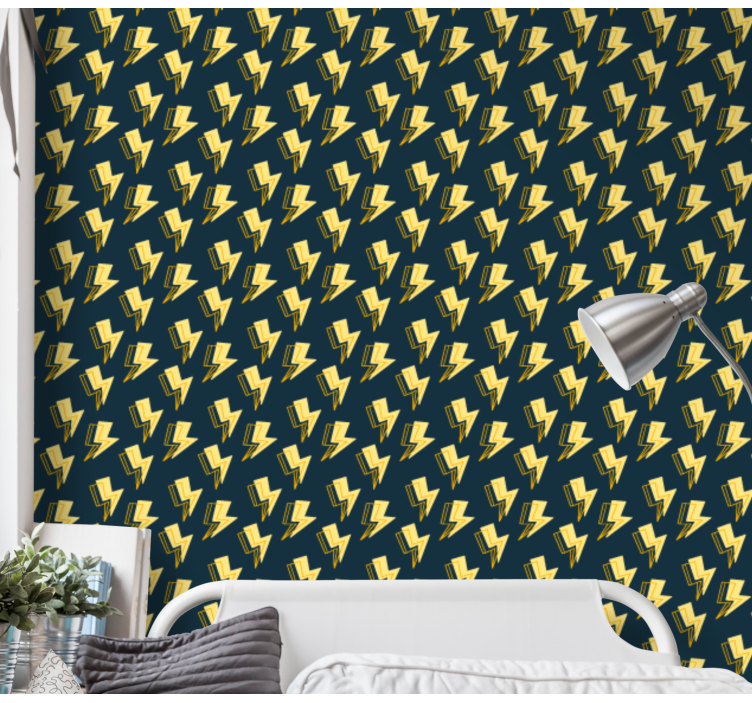 Geometrische bliksem 3d behang - TenStickers
