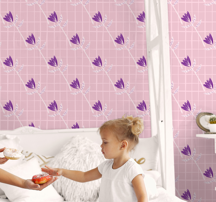 Geometrische bloemenstructuur geometrisch behang - TenStickers