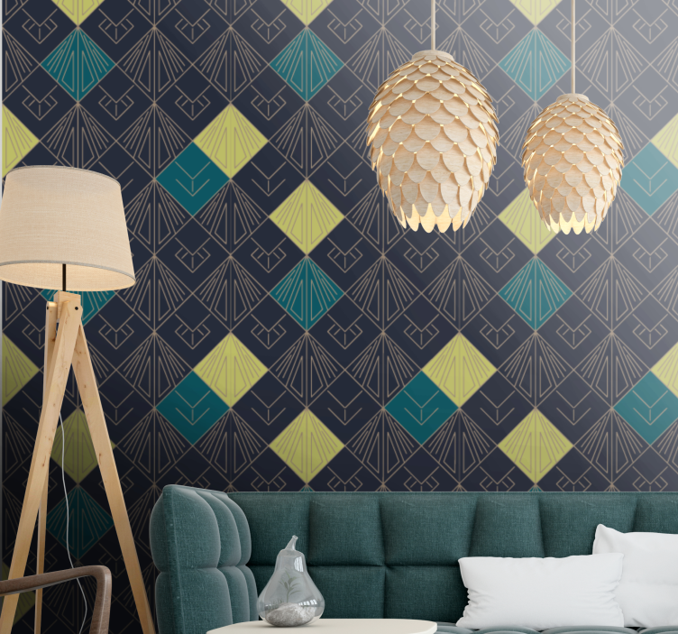 Geometrisch decoratief motief geometrisch behang - TenStickers