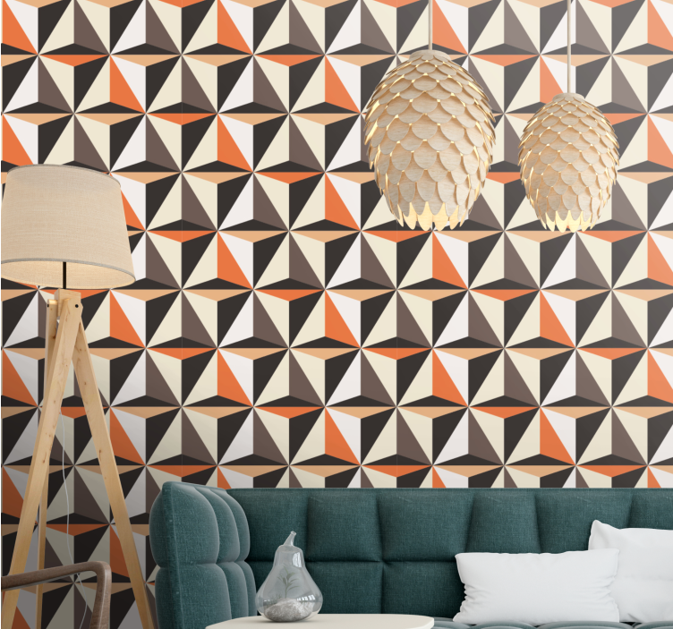 Geometrische driehoeken opstelling woonkamer behang - TenStickers