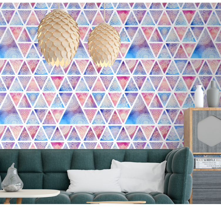 Geometrische driehoekige matrix geometrisch behang - TenStickers