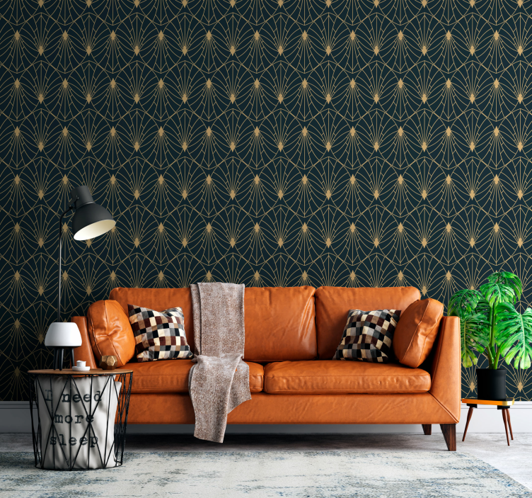 Geometrische gouden vormen behang modern - TenStickers