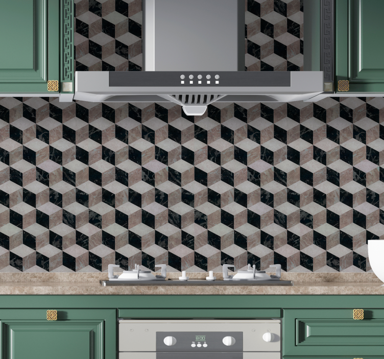 Geometrische kubus opstelling metaal behang - TenStickers