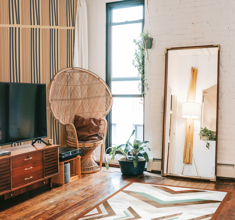 Boho strepen ontwerp woonkamer behang - TenStickers