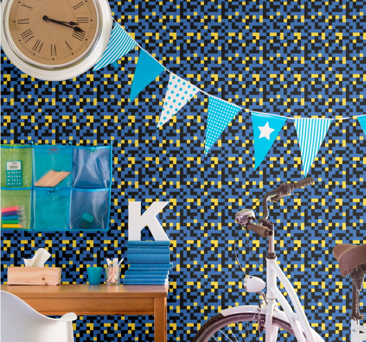 Gepixelde kleurblokken geometrisch behang - TenStickers