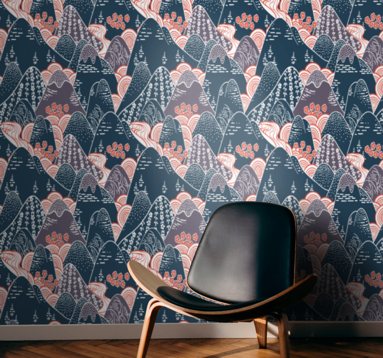 Gestileerde bergketen natuur behang - TenStickers