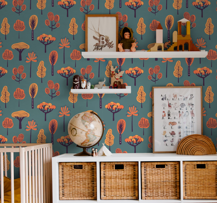 Gestileerde botanische motieven Behang bomen - TenStickers