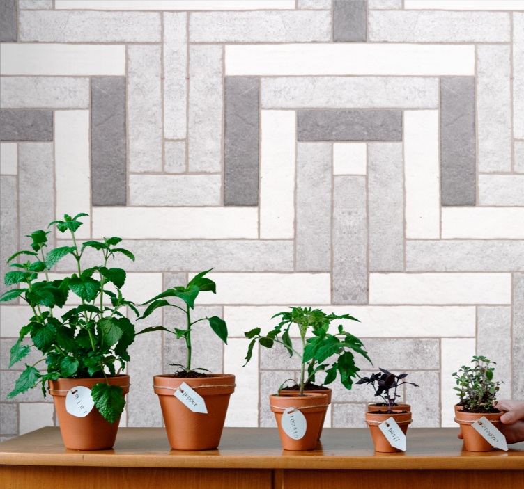 Grijs bestratingspatroon betonlook behang - TenStickers