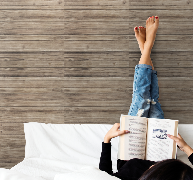 Gezellig effect imitatie hout behang - TenStickers