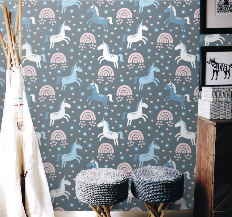 Giraffe regenbogen motief dieren behang - TenStickers