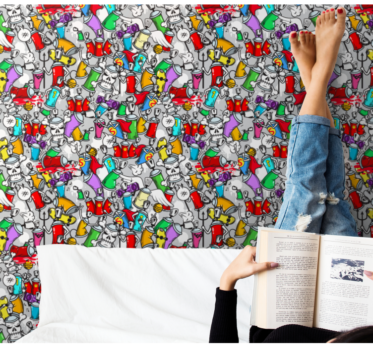 Graffiti verfpotten behang kunst - TenStickers