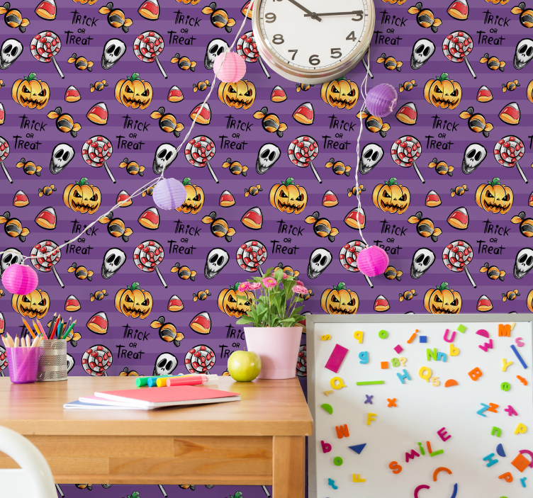 Griezelige traktaties thema halloween behang - TenStickers