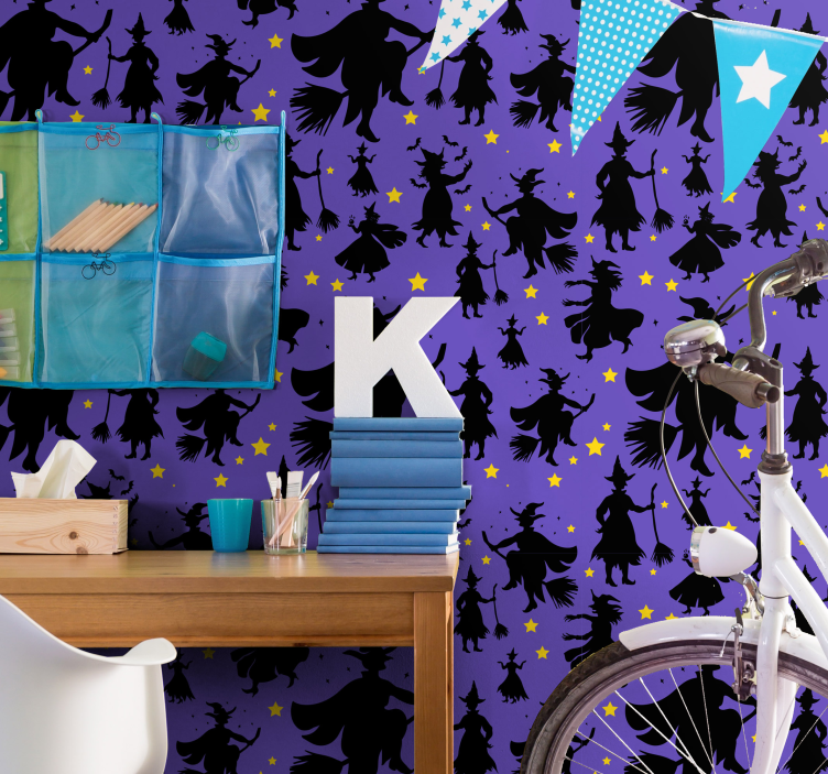 Heksen silhouetten halloween behang - TenStickers