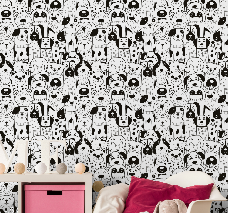 Honden patroon dierenbehang - TenStickers