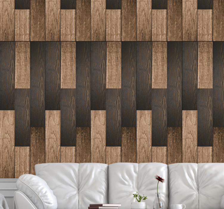 Woonkamer behang mit hout bos hout planken - TenStickers
