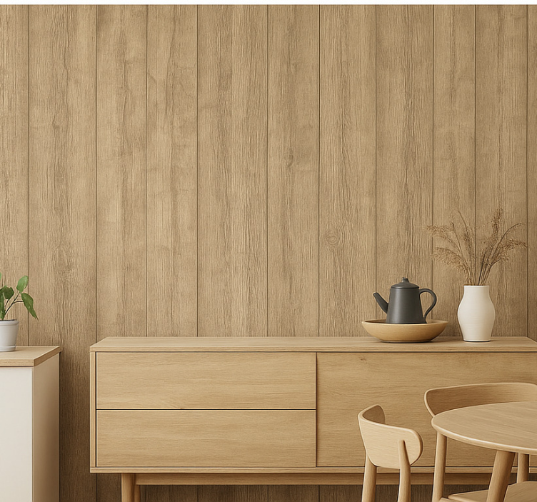 Hout behang natuurlijk geschuurd eiken verticaal - TenStickers