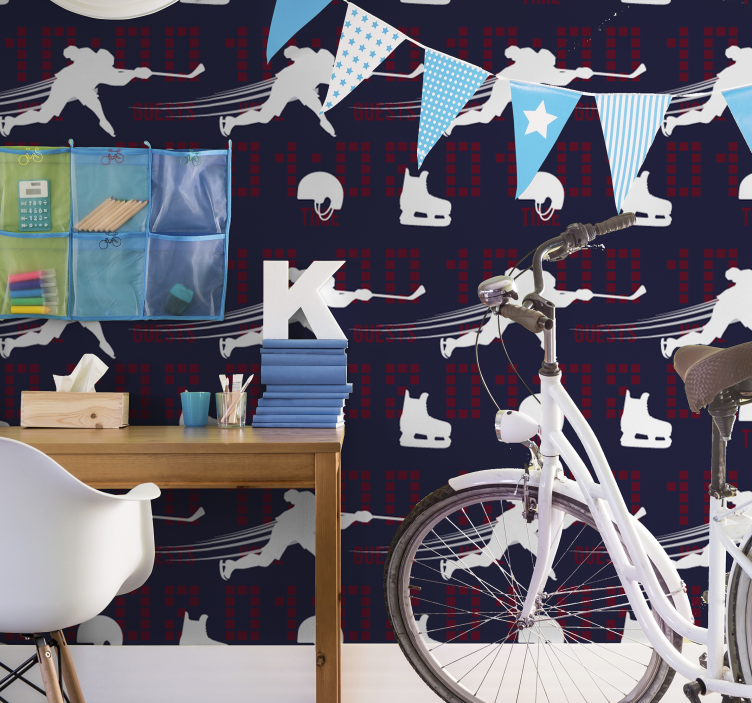 Ijshockey actie gepersonaliseerd behang - TenStickers