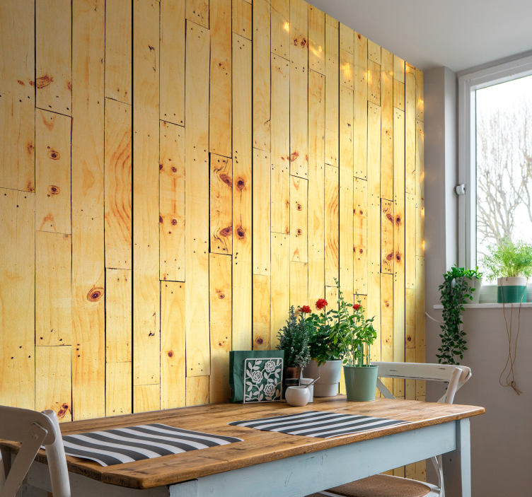 Inspiratie voor rustieke planken hout behang - TenStickers