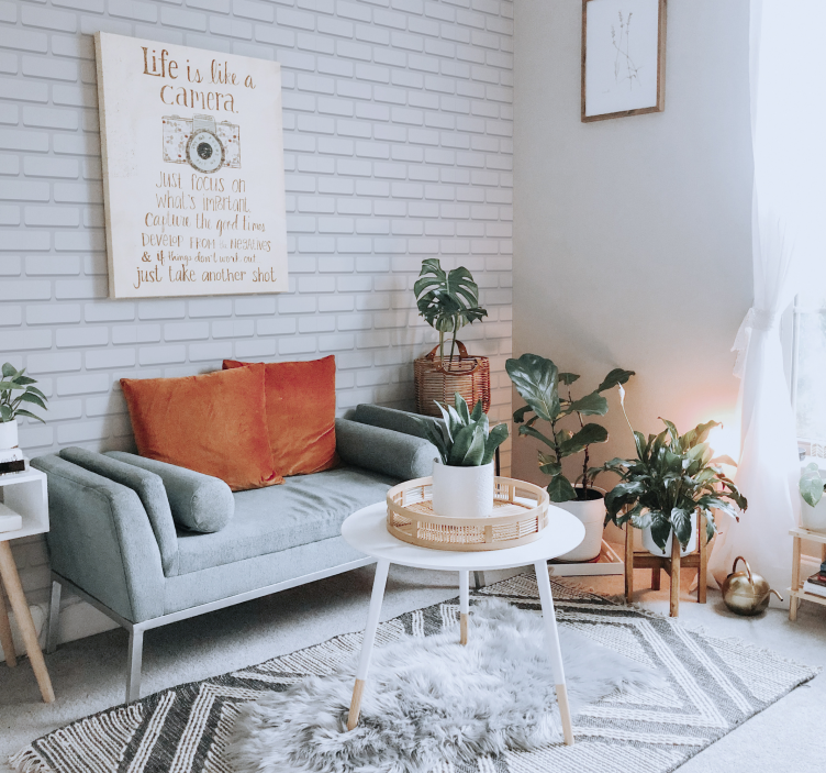 Witte realistische stenen woonkamer behang - TenStickers