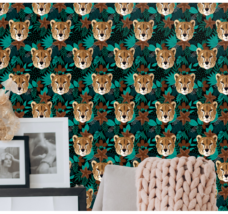 Jungle cheetah-patroon dieren behang - TenStickers