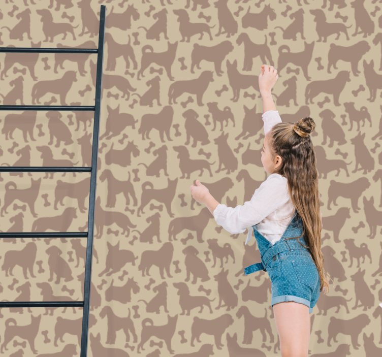 Katachtige motieven behang honden - TenStickers