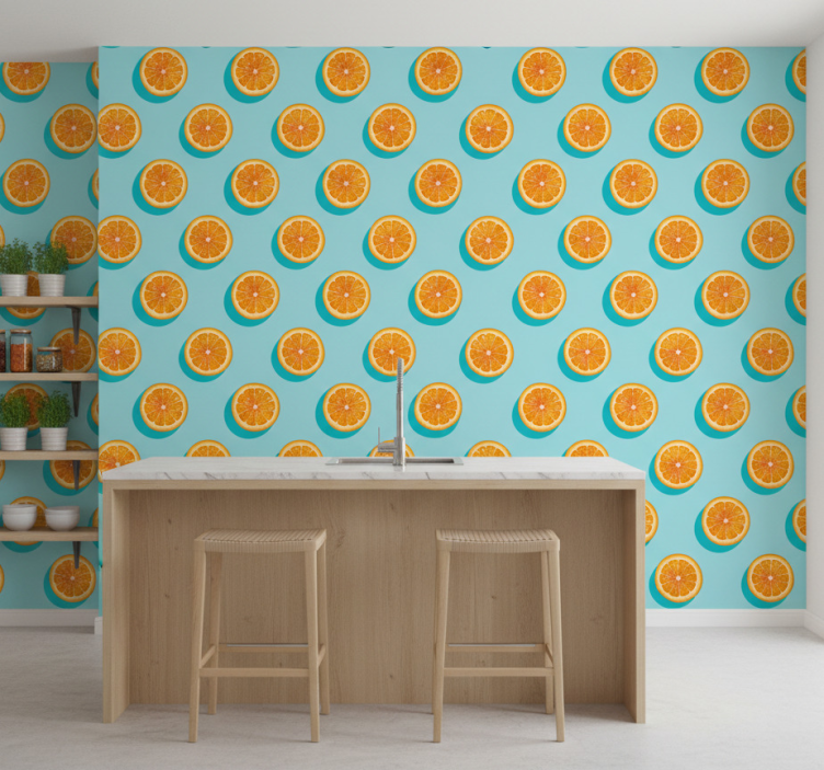 Keuken behang citrus schijf motief - TenStickers
