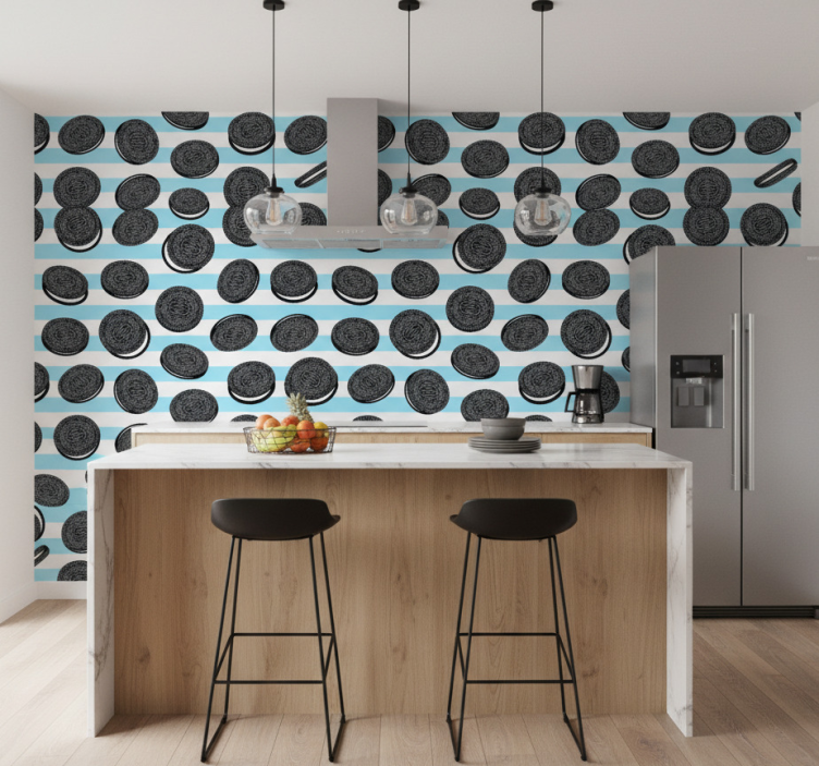 Keuken behang oreo gestreept patroon - TenStickers