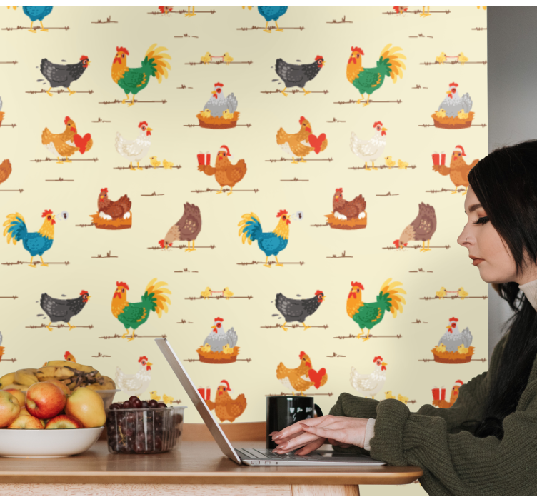 Kippen in overvloed dieren behang - TenStickers