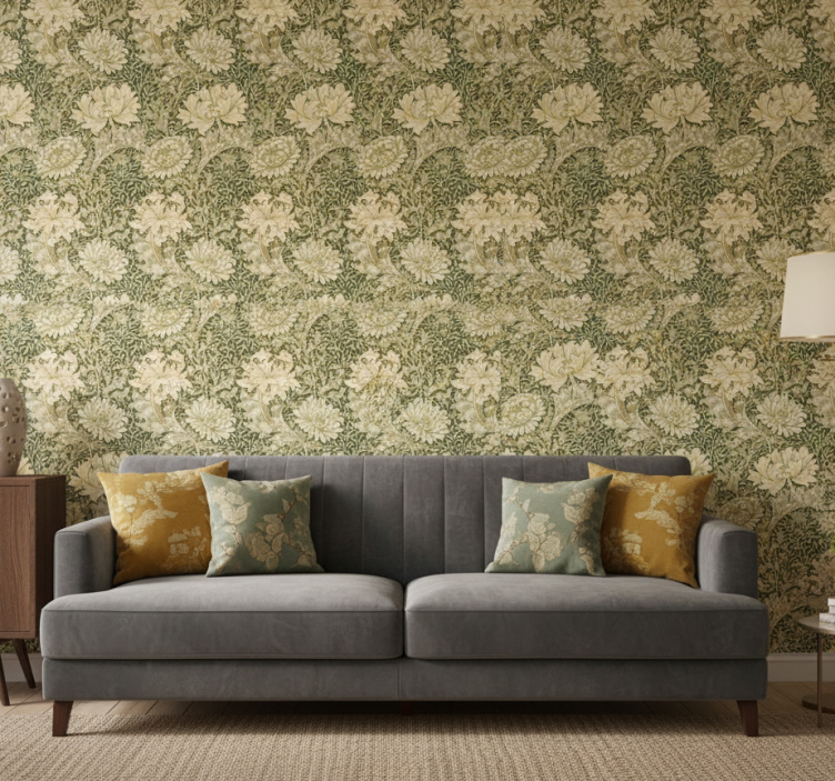 Klassiek behang art nouveau chrysanthème - TenStickers