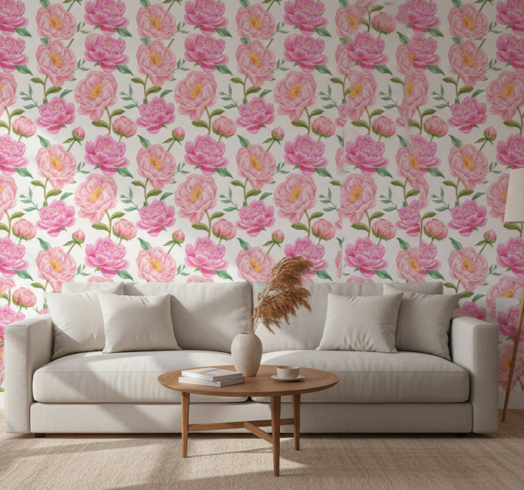 Klassiek behang roze bloem - TenStickers