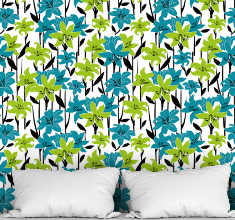 Kleurrijke bloemenbloei behang bloemen - TenStickers