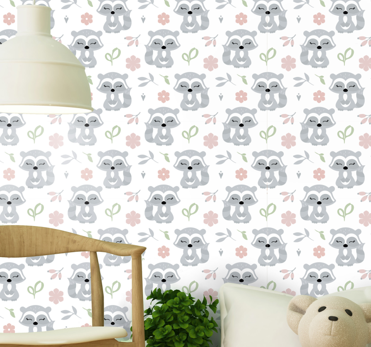 Lieve wasberen dieren behang - TenStickers