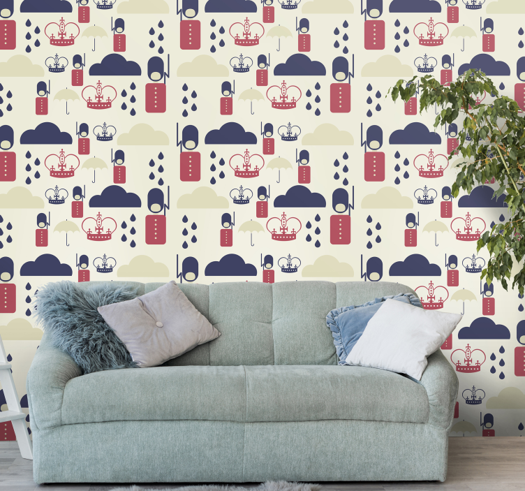 Kroon regendruppels dieren behang - TenStickers