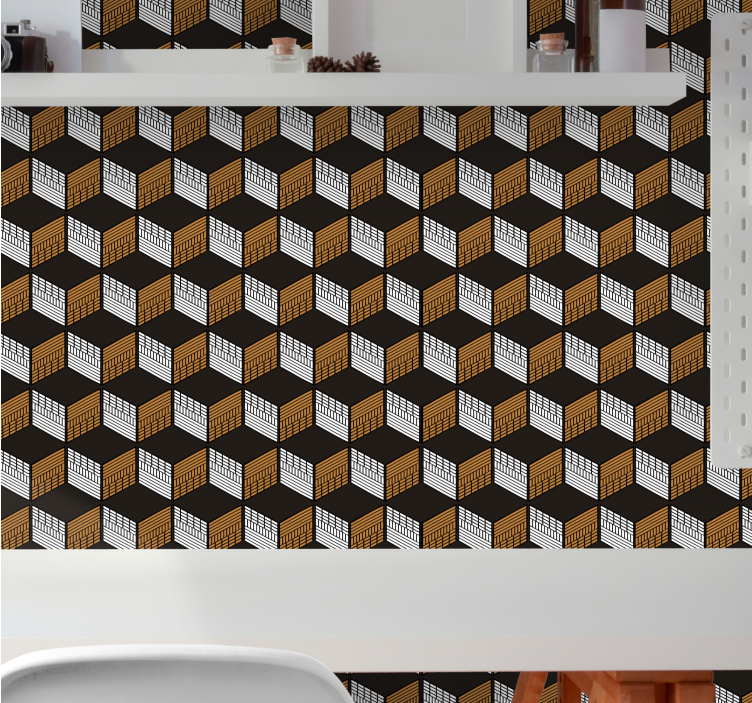 Kubieke illusie kunst 3d behang - TenStickers