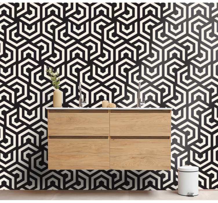 Labyrintisch ontwerp geometrisch behang - TenStickers
