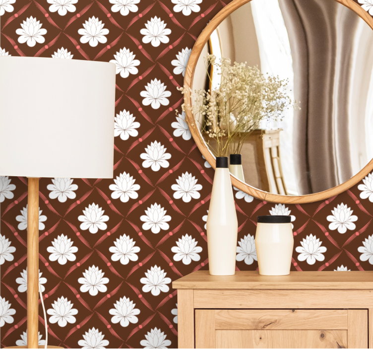 Lotus patroon ontwerp behang bloemsierkunst - TenStickers