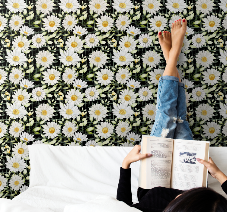 Madeliefjes bloemendisplay behang bloemen - TenStickers