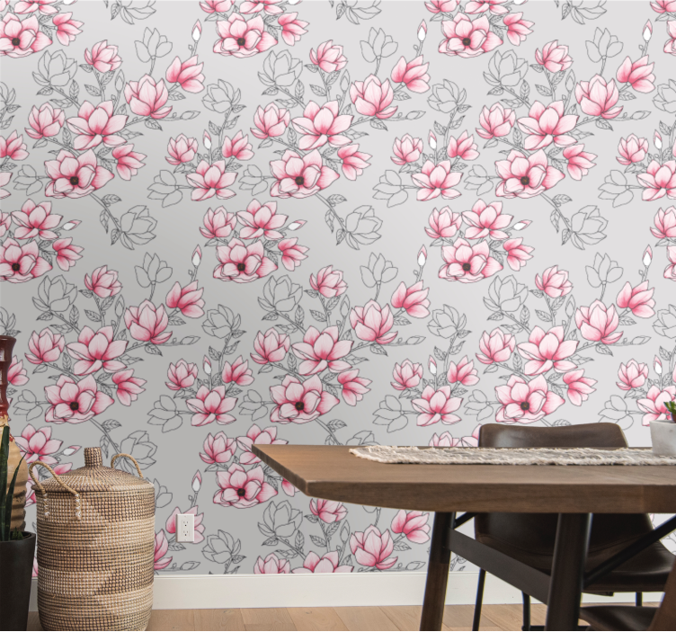 Magnolia bloemmotief behang bloemen - TenStickers