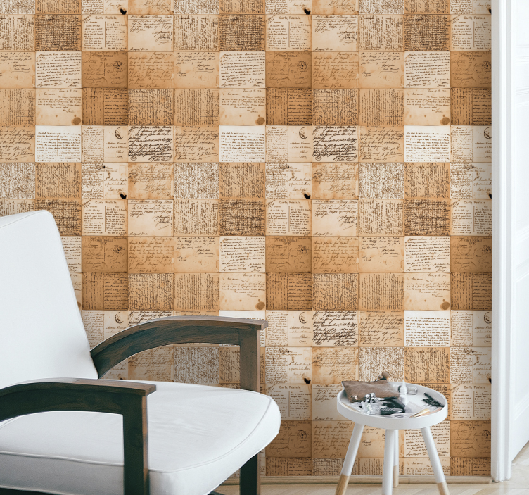 Manuscript patronen vintage behang - TenStickers