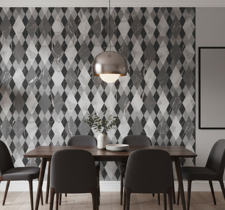 Marmeren behang diamant donker patroon - TenStickers