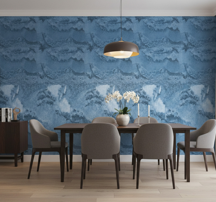 Marmeren behang diepe blauwe textuur - TenStickers