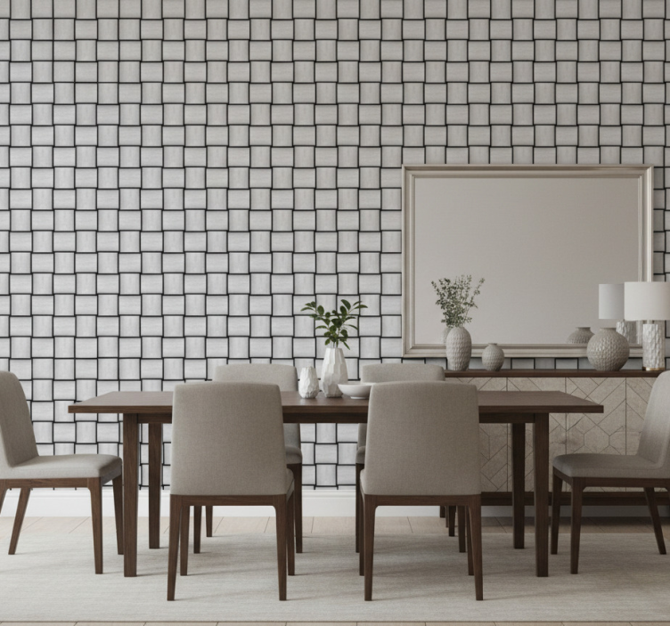 Marmeren behang grijze vierkanten motief - TenStickers